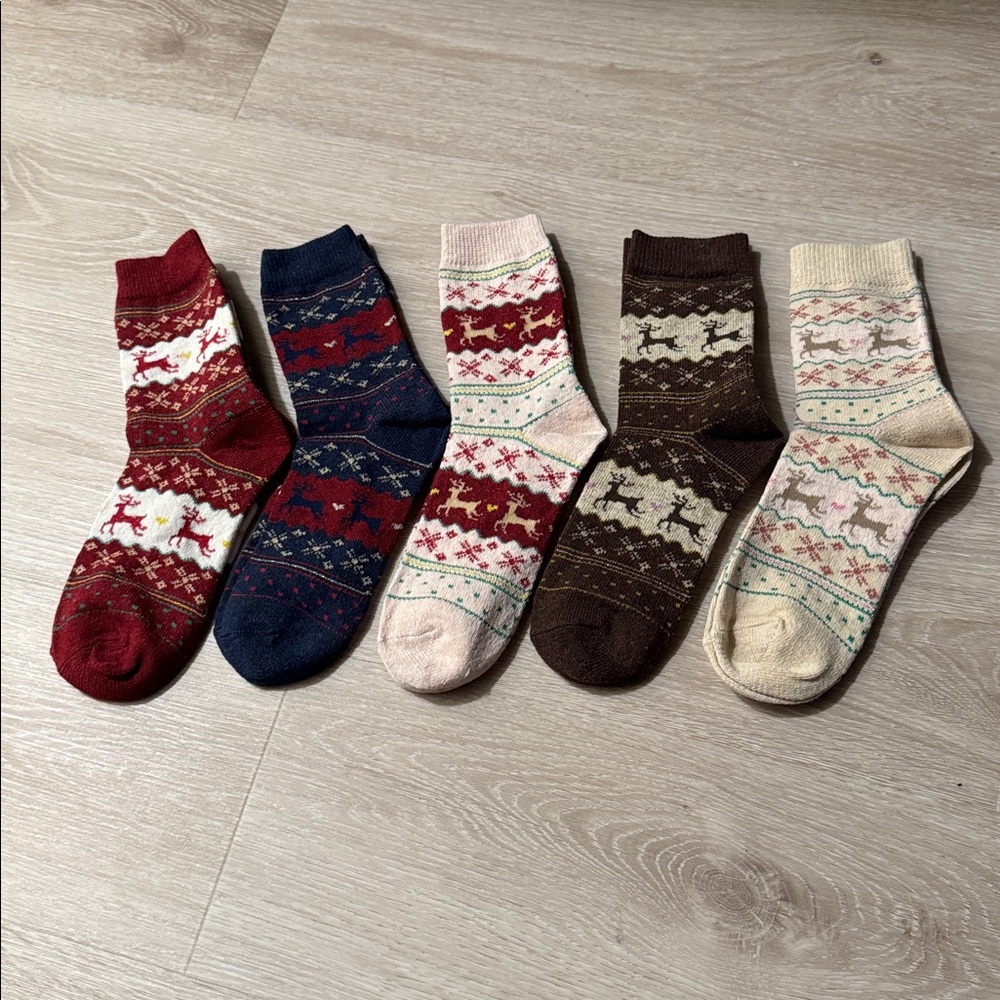 Argyle Reindeer Festive Sock Set NEW 🏷️